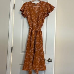 Elegant Rust Wrap Dress